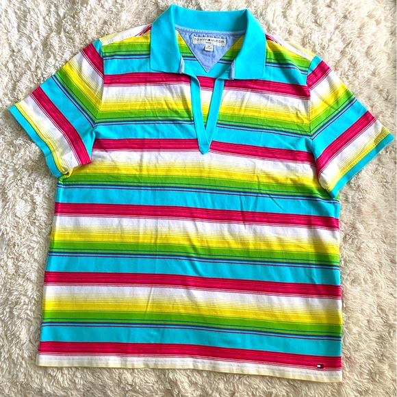Tommy Hilfiger V-neck Striped Print Polo Shirt. 2X. NWOT. - Picture 3 of 12